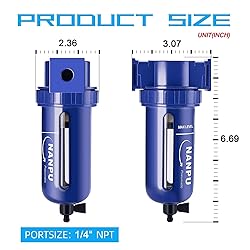 NANPU 1/4" NPT Compressed Air Filter, Zinc Alloy, 5