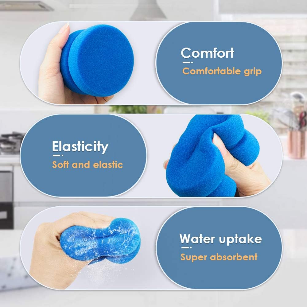 Canisto Paint Sponge Applicator Circular Painting Sponges, Blue and Black Watercolor Sponges for Car Detailing Tire Brush Perfect for Painting, Craft, Kitchen, 3.15 inch x 1.9 inch (4 Pack)