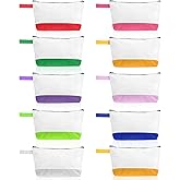 Pafeooui 10 Pieces Cotton Canvas Makeup Bag with Zipper – Multi-Purpose Travel Toiletry Pouch, Blank DIY Cosmetic Bag with Bottom & Strap (9 Colors)