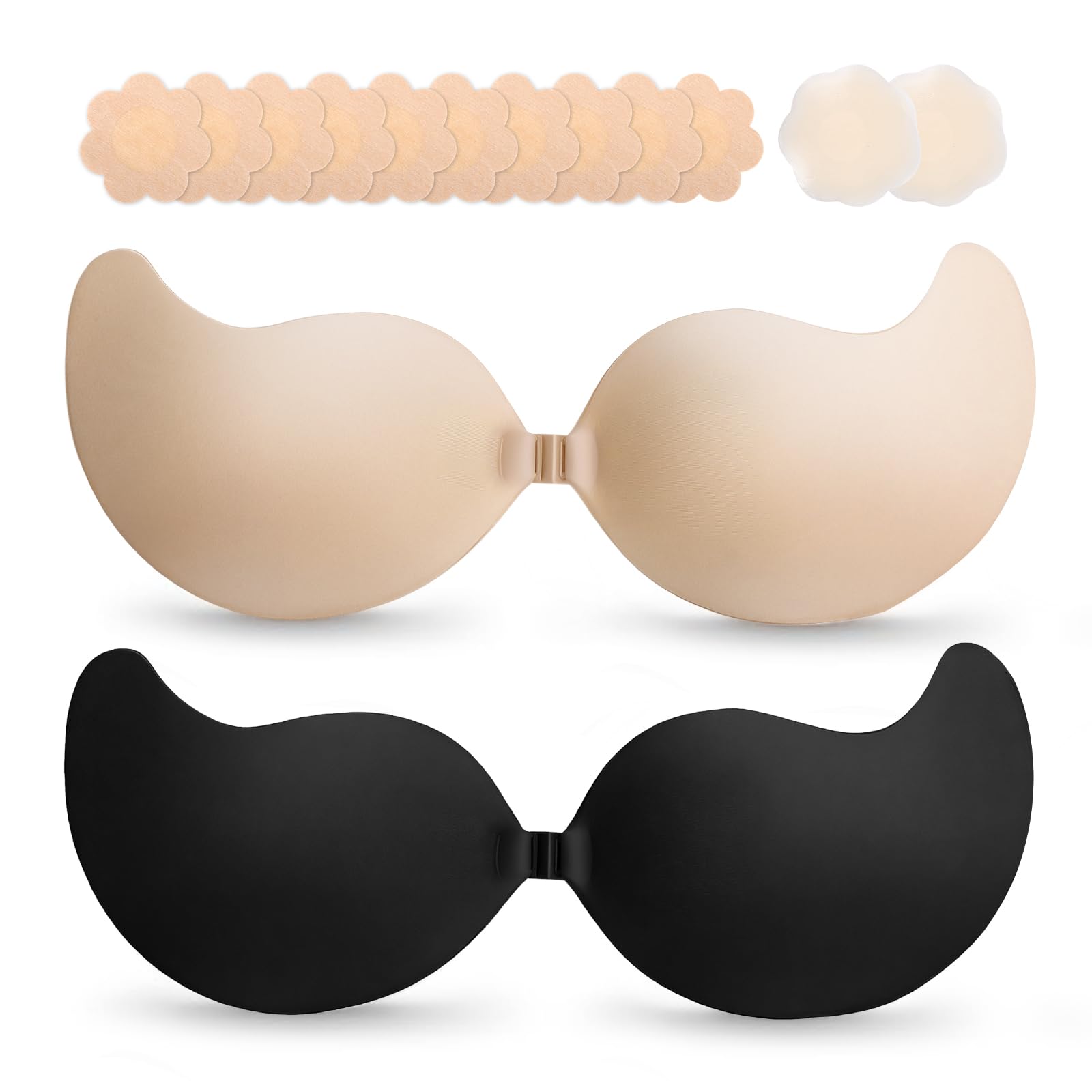 Photo 1 of Cmojsk Backless Nipple Covers,2 Pair Black/Beige
