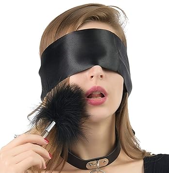 Enlove Spielsatin Augenmaske Augenbinde Federn Liebes Feder Erotik SM Sexspielzeug für Paare Frauen BDSM Bondage Handschellen