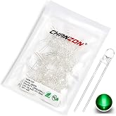 CHANZON 100 pcs 3mm Green LED Diode Lights (DC 2V 20mA) | (Clear Round Transparent) Bright Lighting Bulb Lamps Electronics Components Indicator Light Emitting Diodes DIY PCB Arduino