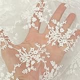 KINGSO Embroidery Cotton Lace Trim Wedding Fabric Cloth DIY Craft by the Yard White