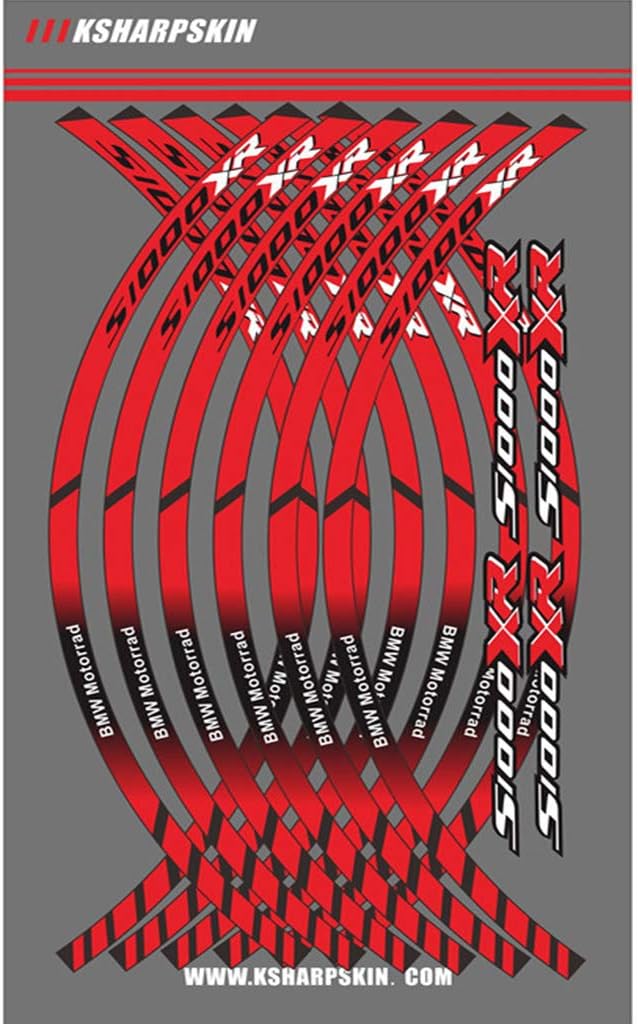 PSLER® Wheel Rim Decals Wheel Reflective Stickers Stripes for S1000XR (Red)