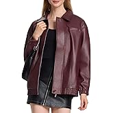 Moreone Faux Leather Jacket Women Oversize Leather Bomber Jacket Zip Up Going Out Jackets for Women