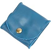 CALFOVERA Rustic Genuine Leather Coin Purse Snap Closure Squeeze Pouch Retro Handmade Cowhide Leather Change Holder Wallet for Men Women Coins Jewelry Earphones Money Organizer(Dark Blue)