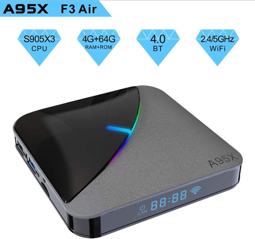 LOISK Android 9.0 TV Box [4GB 64GB] Quad-Core Cortex-A55 Amlogic S905X3 Mali G31 GPU 2.4G/5.0G Dual Wifi H265 VP9 Decoding MIMO Bluetooth 4.2100M LAN/BT4.2/USB3.0 8K A95X F3 Media Streaming Devices