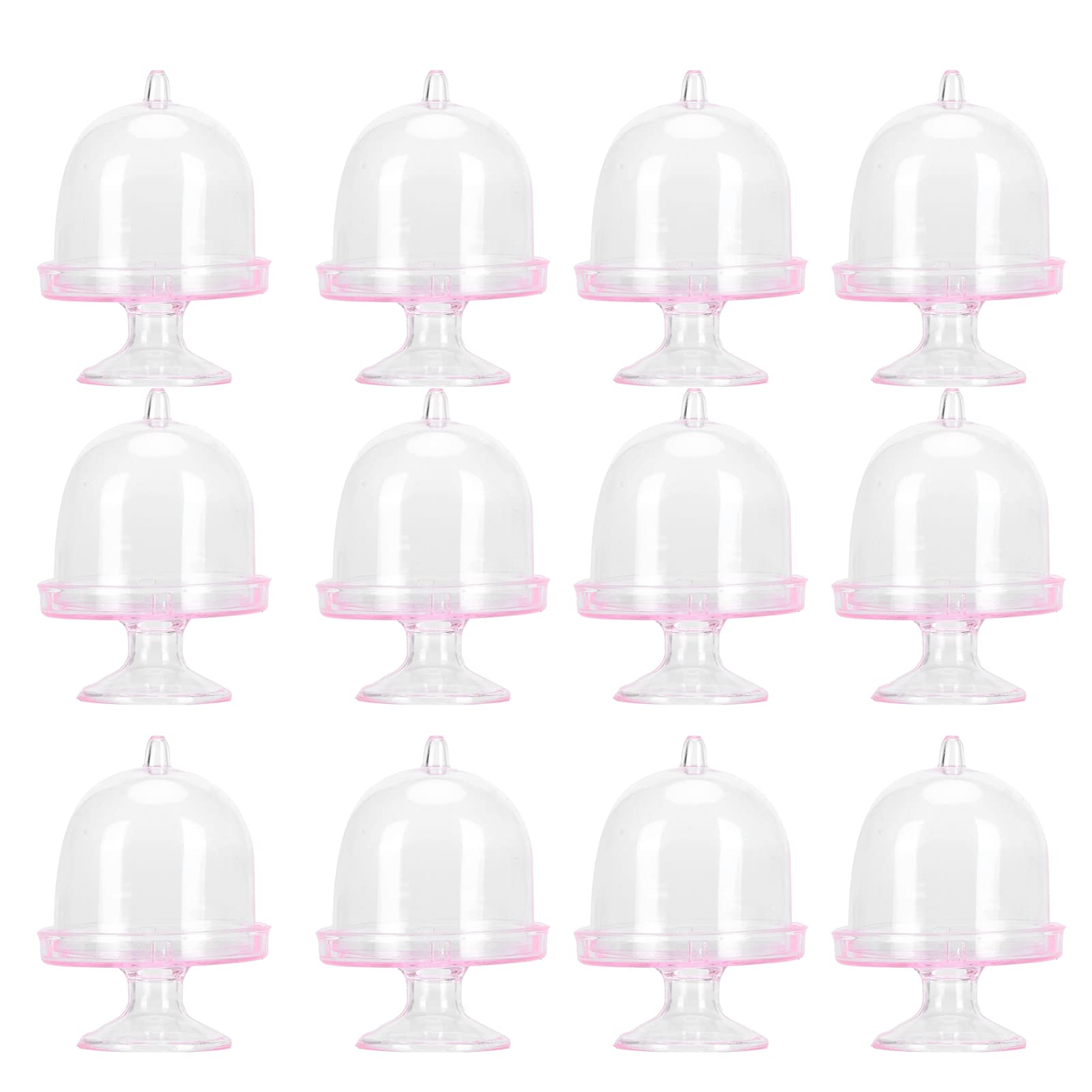 Photo 1 of Cake Stand 12 Set Mini Candy Box Cake Stand Cupcake Candy Display Plate with Lid Party Supplies(Pink)