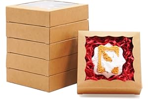 JOHOPACK 50pcs Individual Cookie Boxes 4 1/2" x 4 1/2" x 1 1/5" Inch Small Gift Boxes Single Treat Box Mini Dessert Box for C