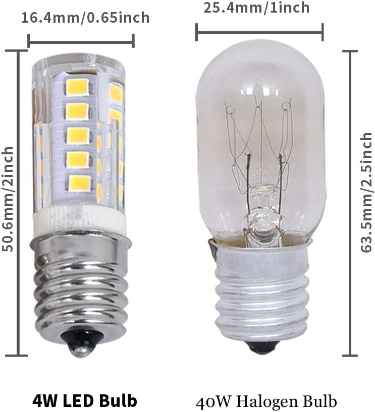 WTINTELL E17 LED Bulb, Equivalent to 40 Watt Halogen Bulb), dimmable, Microwave Refrigerator and Smoking Machine Bulb, AC110-130V, 4W White 6500K (Pack of 2) - - 