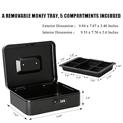 Jssmst Large Cash Box with Combination Lock