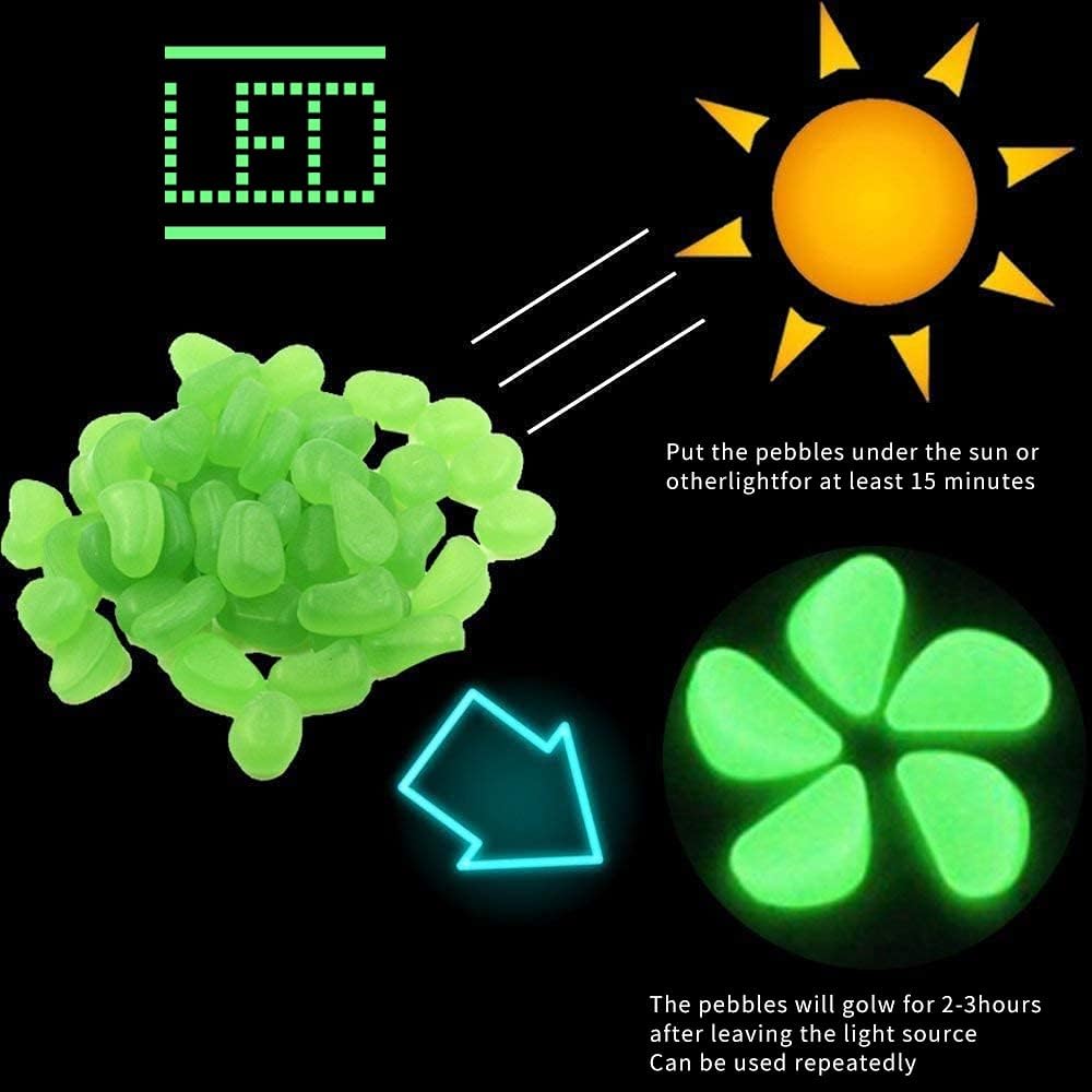 Glow Pebbles Stones Glow in The Dark Rocks, Glow Decorative Stones Rocks, Glow Rocks for Outdoor Decor, Fish Tank, Lawn Yard Walkway Garden, Landscape Driveway Garden Grave Decoration-Green Stones : Garden & Outdoor