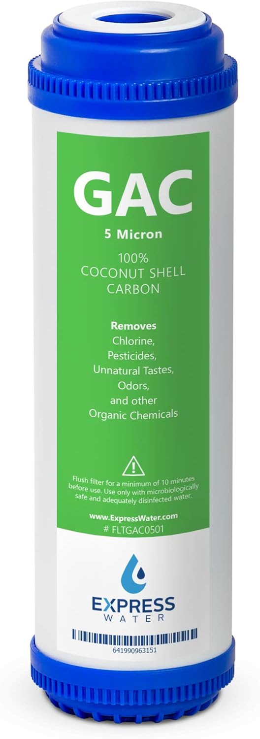 Express Water – Granular Activated Carbon GAC Water Filter Replacement – 5 Micron – 10 inch – Under Sink and Reverse Osmosis System