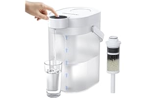 Waterdrop FreshTaste Instant Water Filter Pitcher, Rechargeable Powerful Dispenser, Reduce Chlorine, Lead, Copper, Purify, Soften Water, 17-Cup, White, Does not Lower TDS