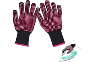 2Pcs Professional Heat Resistant Glove with Silicone Bumps for Hair Styling Curling Iron Wand Flat Iron Hot-Air Brushes Preve