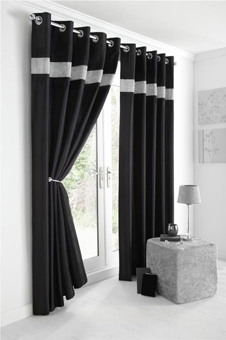 Amazon Com Kimberley Black Faux Silk Fully Lined Ready Made 66 X