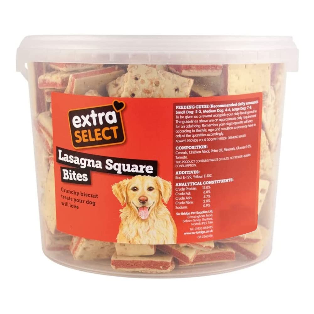 Extra Select Lasagne Squares Dog Treat Biscuits in a 3ltr Bucket (approx 170 biscuits)