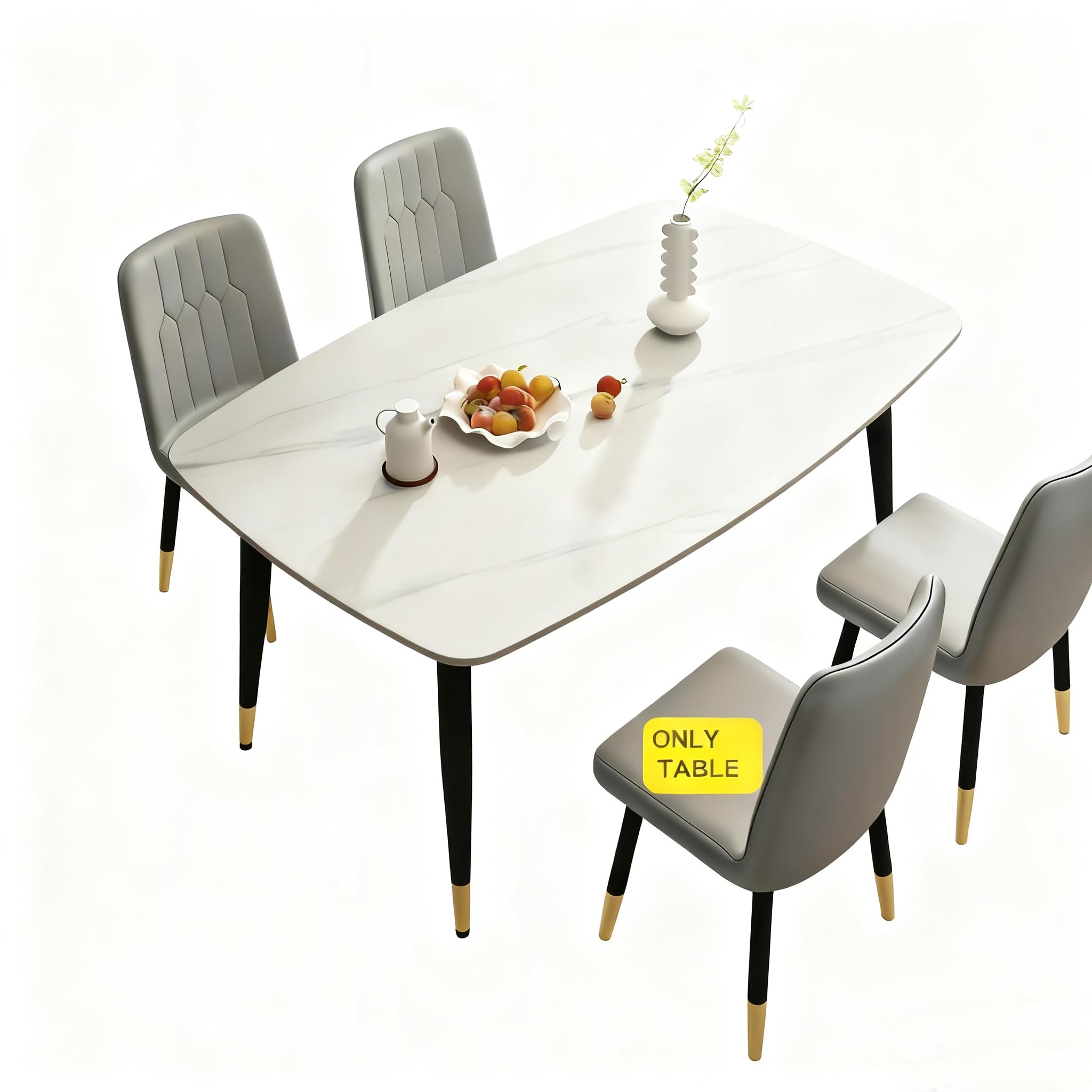 Photo 1 of **********THIS TABLE DOES NOT COME WITH LEGS OR ANY CHAIRS*****************
46 Inch Sintered Stone Dining Table, Modern White Rectangular Kitchen Table