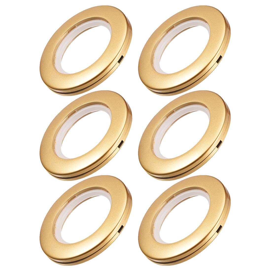 Sourcingmap Curtain Grommets Plastic 1.5 Inch Inner Dia Drapery Eyelet Rings for Window Curtain Rods Brass Tone 6 Pcs