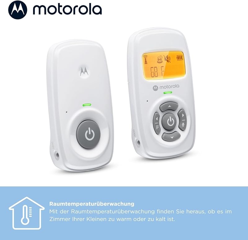 AM24 Babyphone Audio - Digitales Babyfon mit DECT-Technologie zur Audio-Überwachung-Raumtemperaturanzeige- Mikrofon mit hoher Empfindlichkeit und Zweiwege-Sprechfunktion–Weiß
