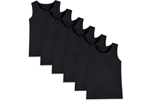 Hercugifts 6 Pack Boys Tank Tops Cotton Undershirts Kids Sleeveless Crew Neck Tank Tops for Toddlers Youth(Age 2-16)