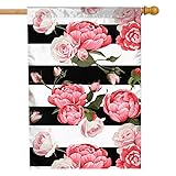 Moslion Floral Garden Flag 28x40 Inch Pink Peony