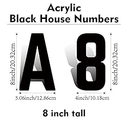 8 Inch Self Adhesive House Numbers, Acrylic Modern