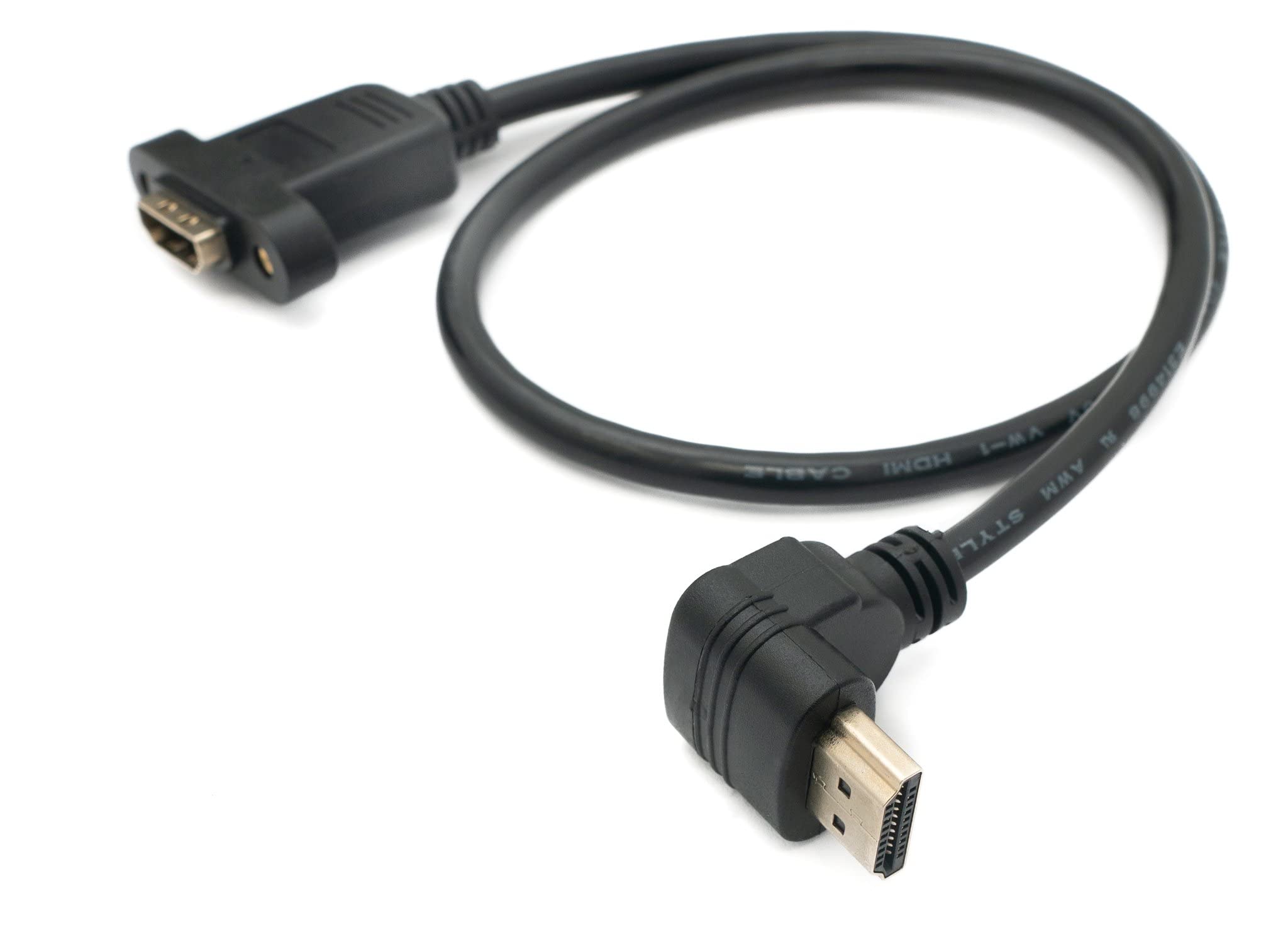 System-S HDMI 1.4 Cable 50 cm Type A Male to Male Adapter Screw Angle in Black