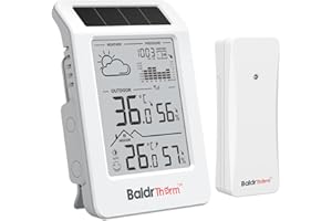 BaldrTherm Wireless Weather Station, PV Extended Range, Dual-Zone Indoor & Outdoor/Childroom Temp Humidity Monitor, Auto Smart Backlight,Temp/Humidity/Barometric Trend Visualization, White