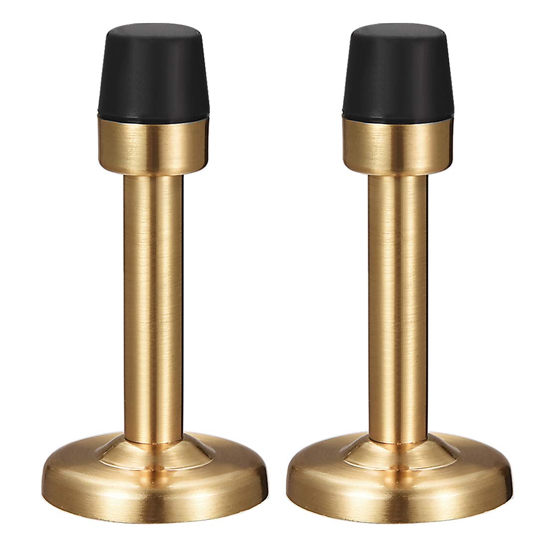 sourcing map Door Stopper Stop Bumper Wall Protector Sound Dampening Wall Mount w Rubber Tip Gold Tone 2pcs