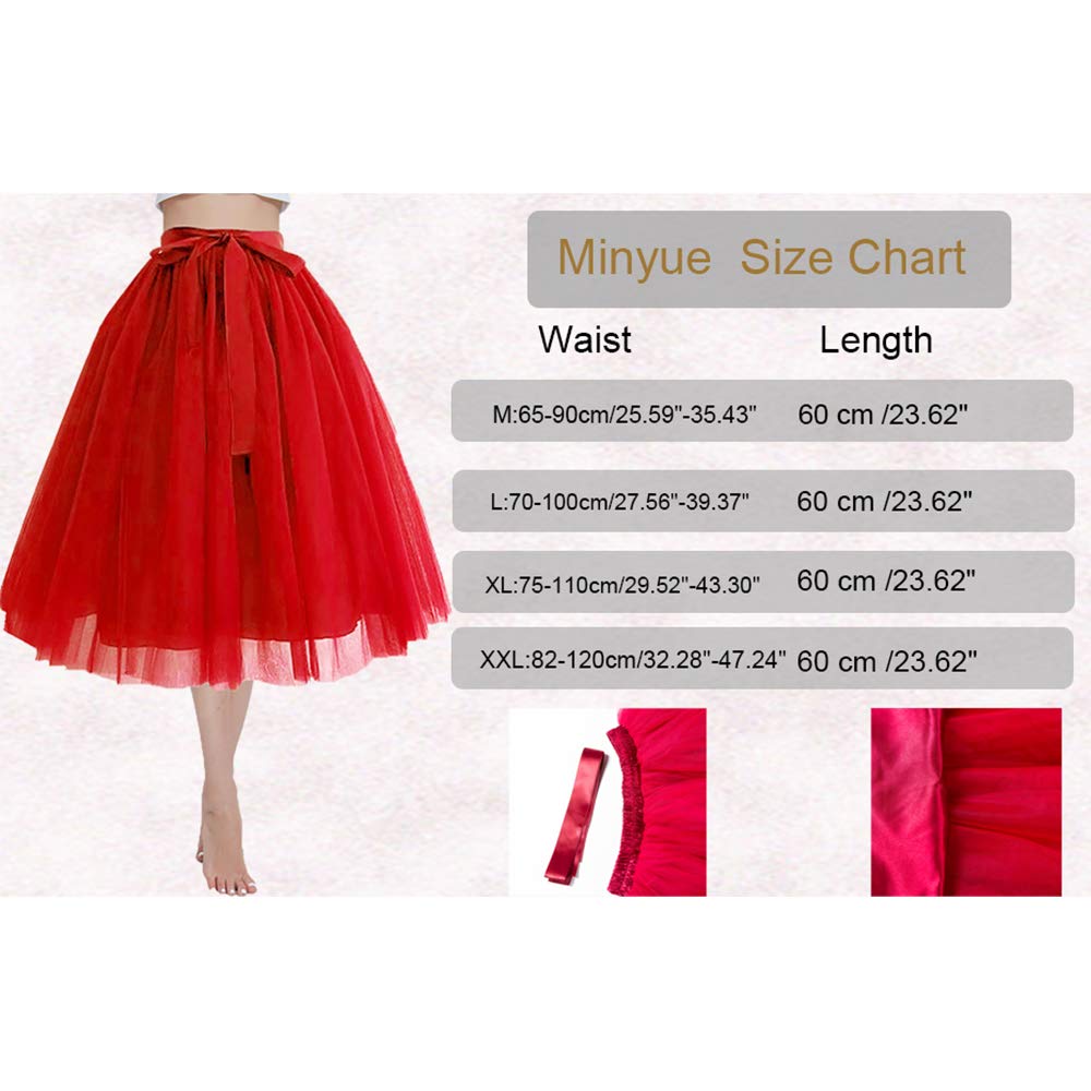 Minyue Womens Tulle Skirt A Line Midi Knee Length Tutu