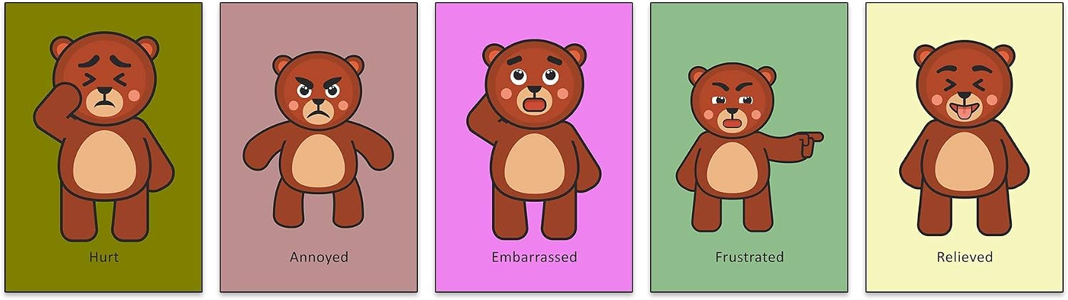 25 Bear Emotion Cards Feelings Mood Verbal Aid Flash Cards, 14.8*10.5 centimeters - Image 4