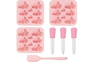 3 Pcs 3D Cloud Shape Silicone Molds with 2 Droppers and 1 Spatula, Clouds Shaped Chocolate Mold Silicone Candy Molds for Jell