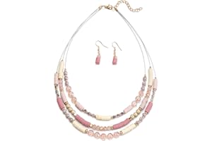 Errally Layered Clay Bead Necklaces for Women Boho Beaded Statement Necklace Costume Jewelry Sets for Women Mothers Day Gifts