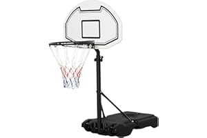 HOMCOM 51"-64" Height Adjustable Basketball System Poolside Hoop Stand Portable with Wheels