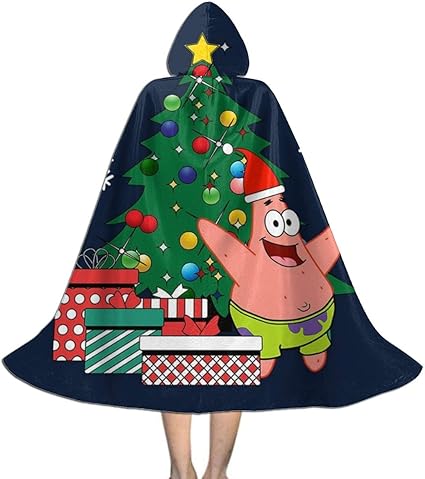 Stella Di Natale Per Bambini.Ojipasd Mantello Con Cappuccio Motivo Stella Di Patrizio Intorno All Albero Di Natale Spongebob Unisex Per Bambini Amazon It Prodotti Per Animali Domestici