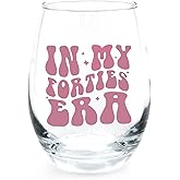 ZZFENGKR Wine Glass 40th Birthday Gift Women - In My Forties Era - 40 Year Old Gifts for Friend Mom Sister Daughter Wife Coworker, Birthday Glass For Decorations