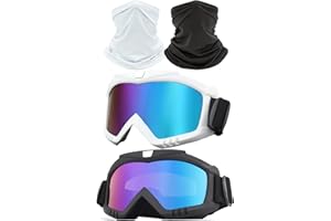 immoono Dirt Bike Goggles, Motorcycle Goggles 2 Pack ATV Goggles Riding Goggles Ski Goggles Windproof Glasses Racing Goggles
