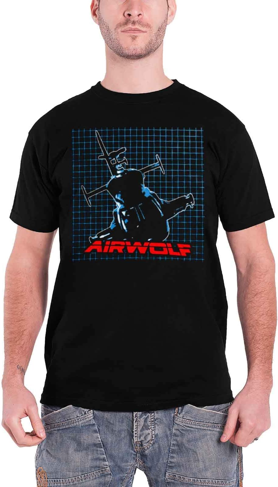 Airwolf T Shirt Pattern Logo Official Mens Black