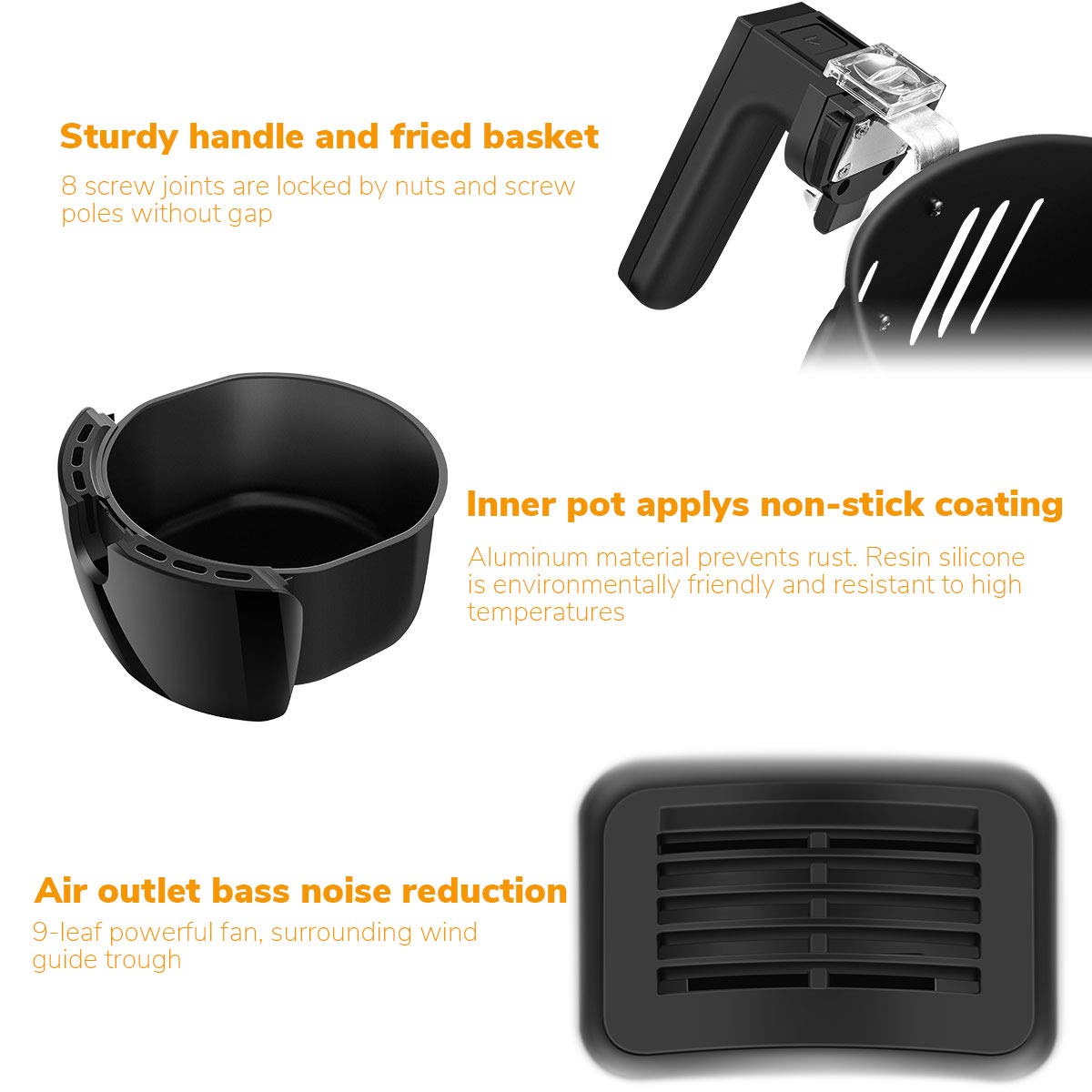 Air Fryer Electric 3.8QT XL Oil Free Low Fat + Cookbook, Digital LED Touch Air Fryer 7 Cooking Presets Menu - Dishwasher Safe Fry Drawer with 5-Piece Accessories 1500W