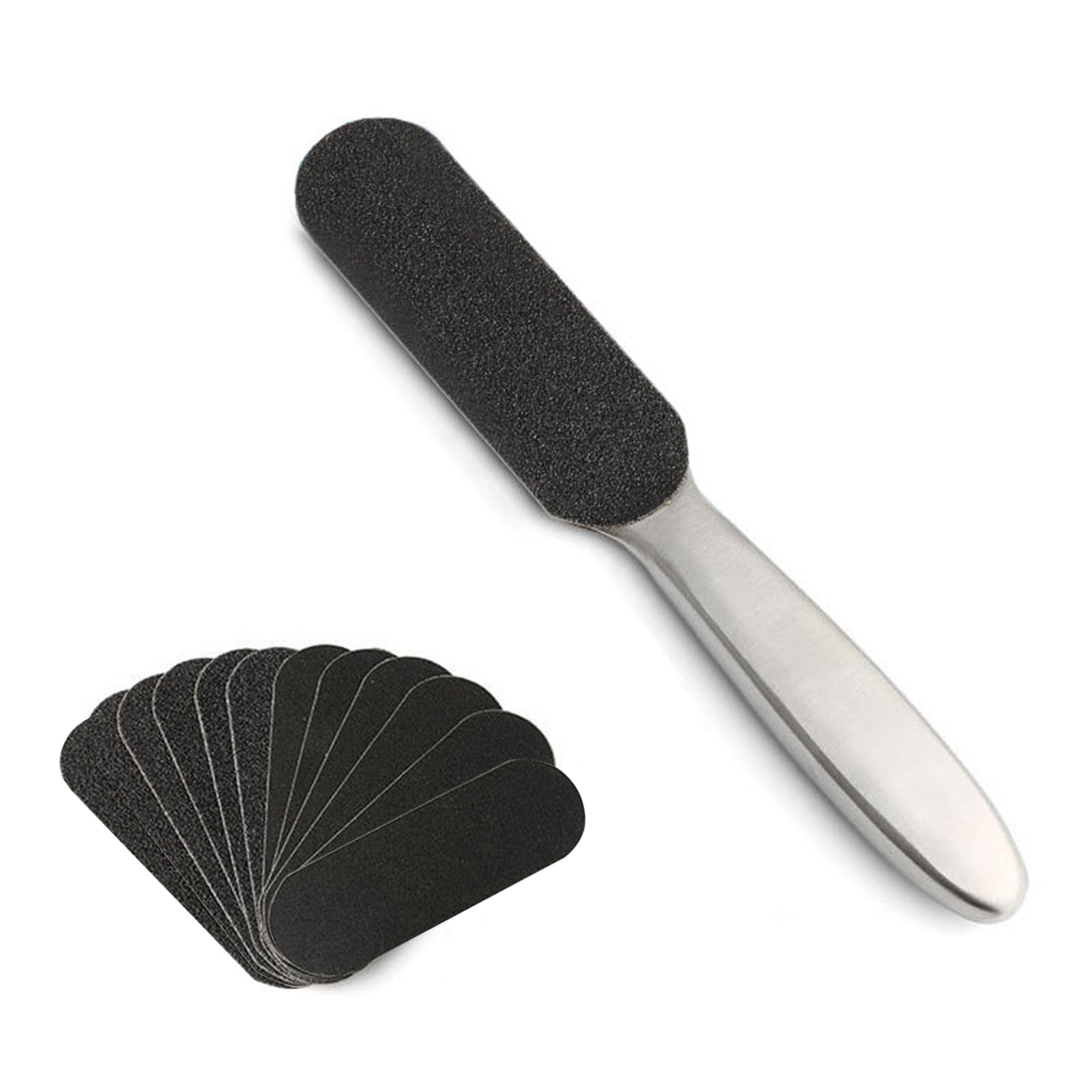 Onezebra Foot Files, Pedicure Foot File and Callus Remover for Hard Skin, Stainless Steel Rasp with 12 Free Refill Grits, Double-Sided Replacement Pads, Easy Feet Scrubber for Bath Pedicure Salon
