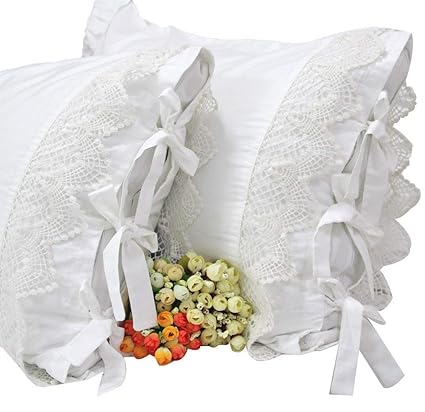 Amazon Com Sexytown White Lace Pillow Shams Cotton Queen Pillow