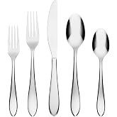 Cambridge Delia Mirror 72-Piece 18/0 Silverware Set for 14, Flatware | silver | dishwasher safe | stainless steel | includes serving spoons &amp; utensils | light weight, cutlery set, kitchen &amp; dining