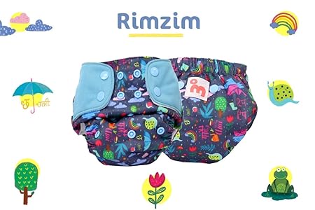 Superbottoms Plus UNO Reusable Cloth Diaper with 2 Organic Cotton Inserts (One Dry-Feel Insert and One Booster) [Day & Night Use] (for Babies-5 KG- 17 KG) (Rimzim)