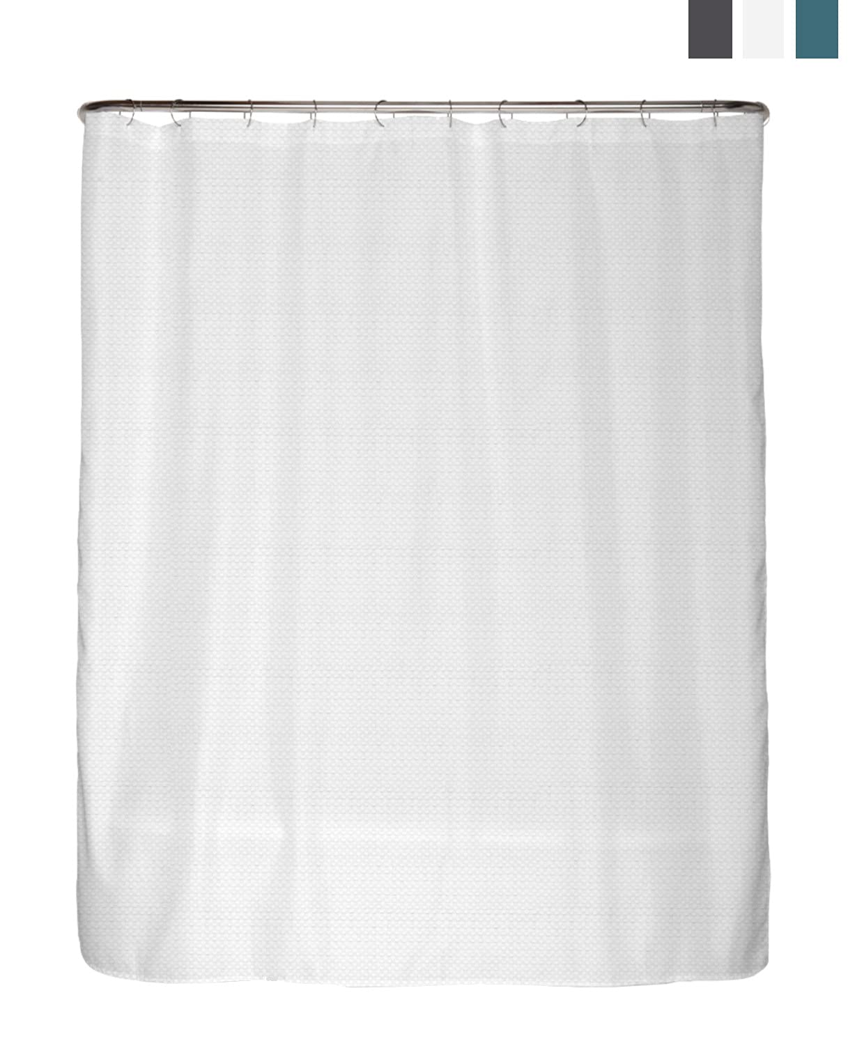 arteneur® - Premium Shower Curtain 180 x 180 cm - Anti-Mould Shower Curtain White with Textured Fabric, Opaque, Waterproof, Washable & Includes E-Book & Rings (Snow White) — image 1
