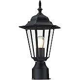 GRUENLICH Outdoor Post Light, Black Waterproof Lamp Post Lights Fxiture, Aluminum Pole Lantern for Outside Yard Pathway Garde