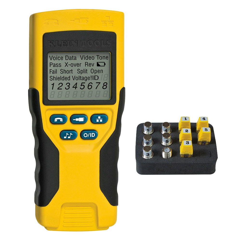 KLEIN TOOLS Cable Tester, VDV Scout Pro 2 Traces and Tests Coax, Data, Telephone Cable with Remotes VDV501-823 Yellow/Black