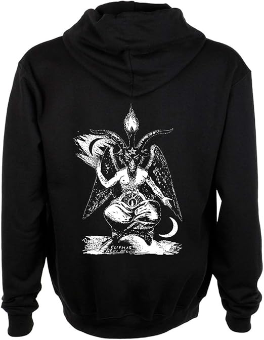Chat Noir Sudadera con capucha Baphomet Pentagram Cabra Mendes calavera Satánica Oculta