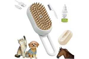 SCAZU Chevaroo Horse Steam Brush, 2025 Chevaroo 3-in-1 Self-Cleaning Steam Pet Brush for Shedding, Silicone Bristle Head 360° Rotating Pet Steam Brush (Grey)