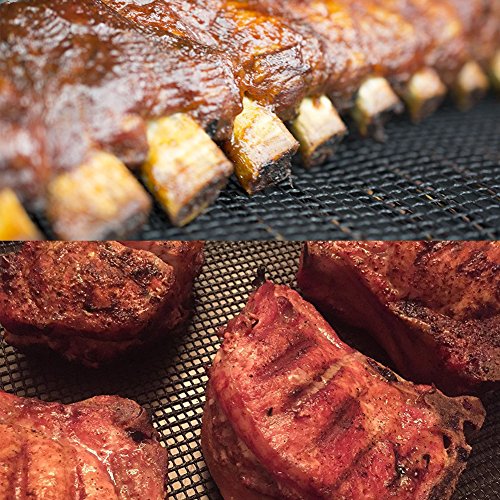 BBQ Mesh Mat Grill Tool Non Stick Set of 2 Grilling Mat For Cooking and Barbecues 13 x 17 inches Black - Thumbnail 5